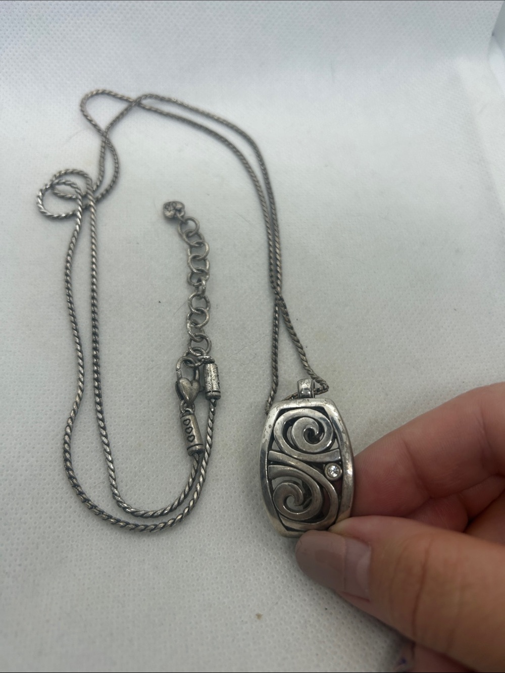 As Is Brighton Silver tone Swirl clip Pendant Necklace